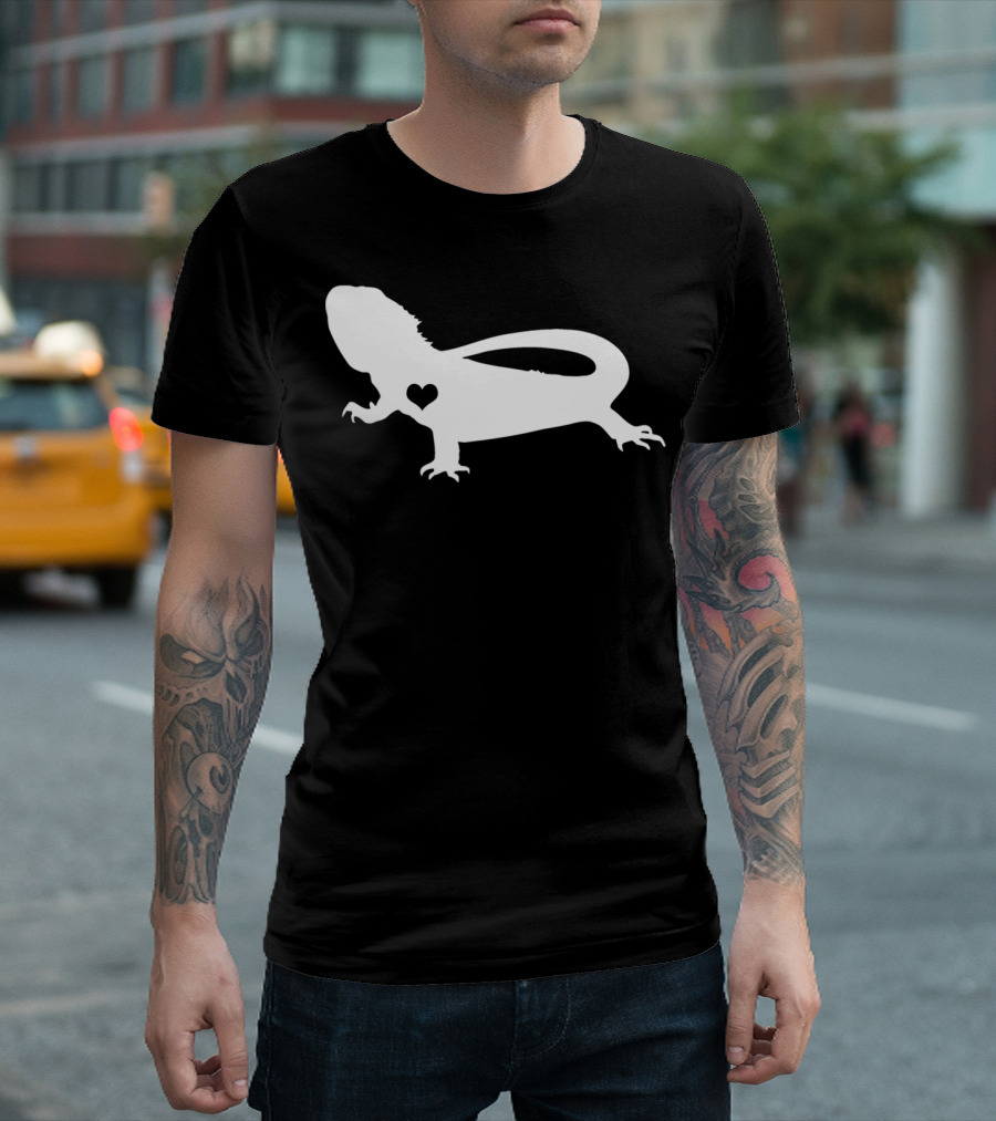 Beardie Lovers Heart Silhouette I Love My Bearded Dragon T-Shirt