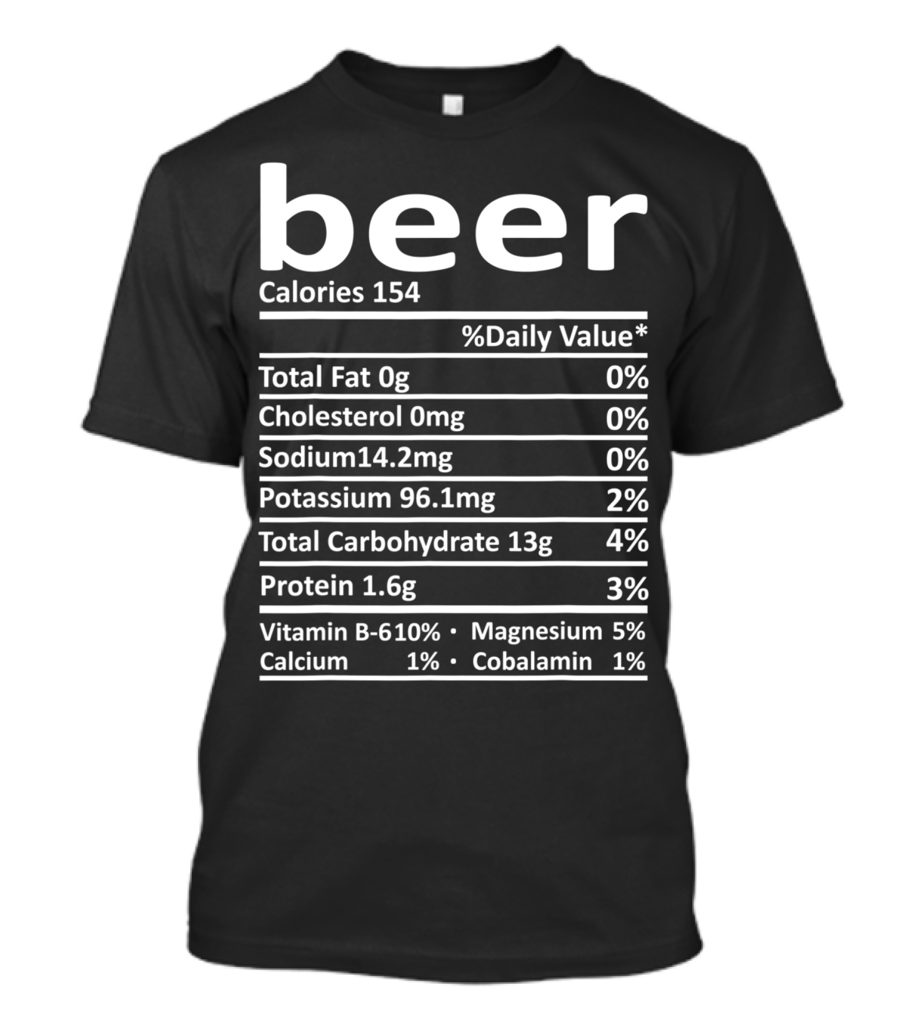 Beer Nutrition Facts Funny Thanksgiving Costume Food T-Shirt