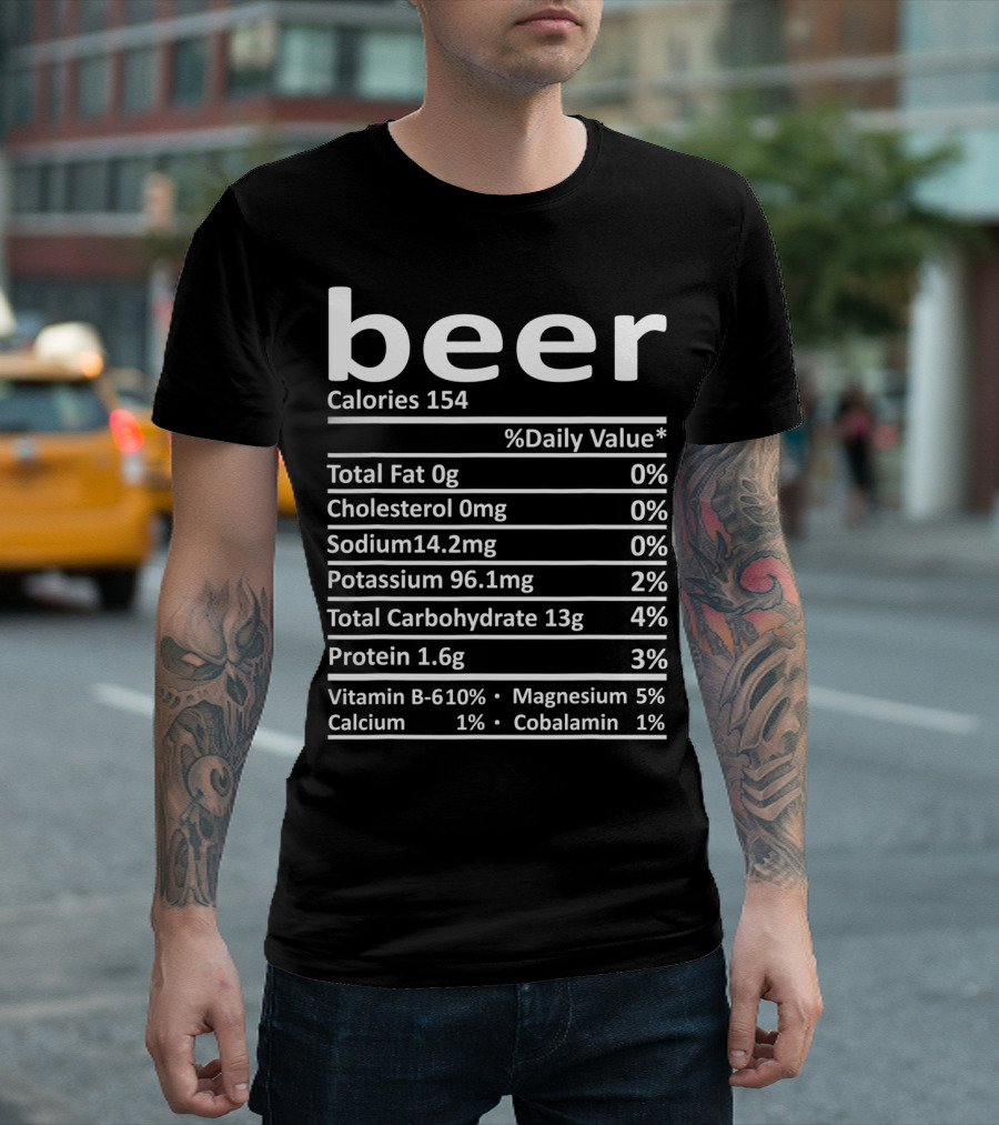Beer Nutrition Facts Funny Thanksgiving Costume Food T-Shirt
