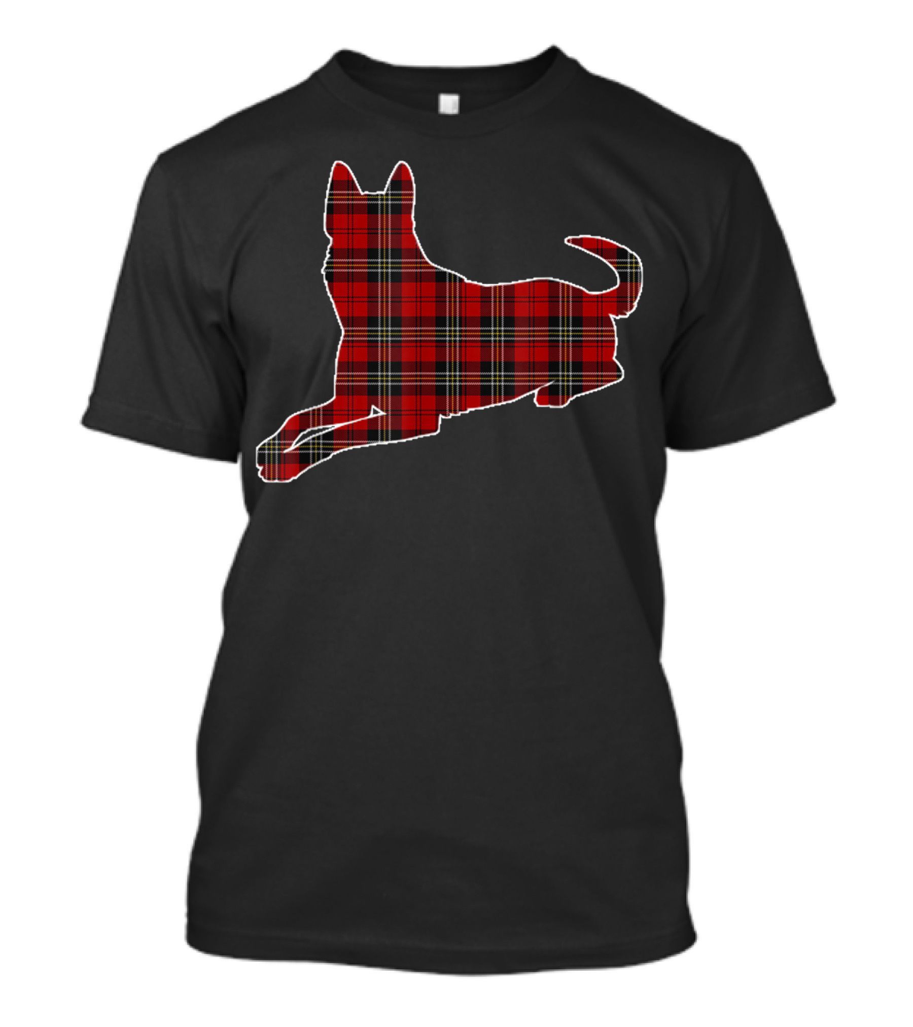Belgian Malinois Christmas Dog With Buffalo Plaid T-Shirt