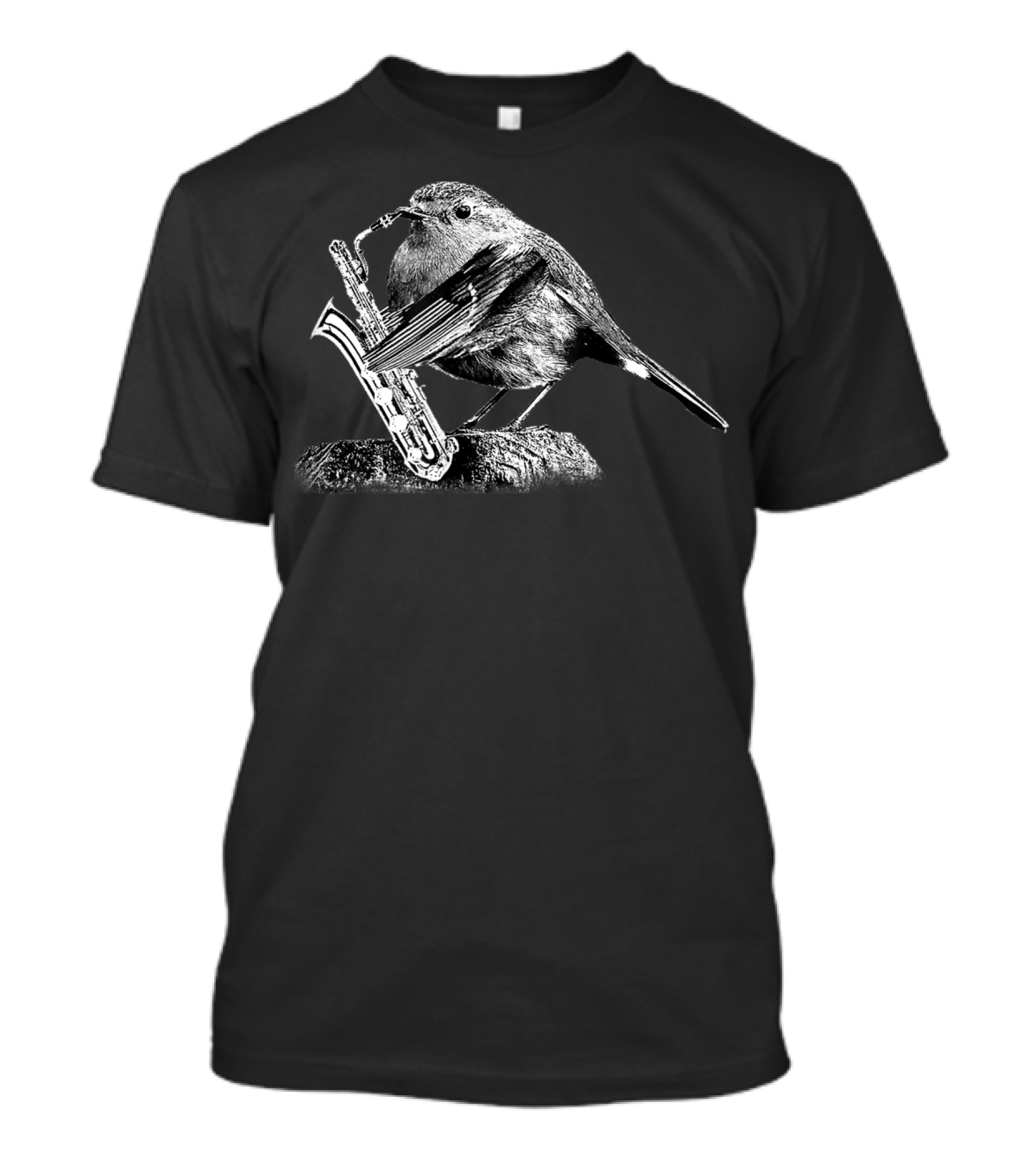 Funny Bird Playing Saxophone Music T-Shirt