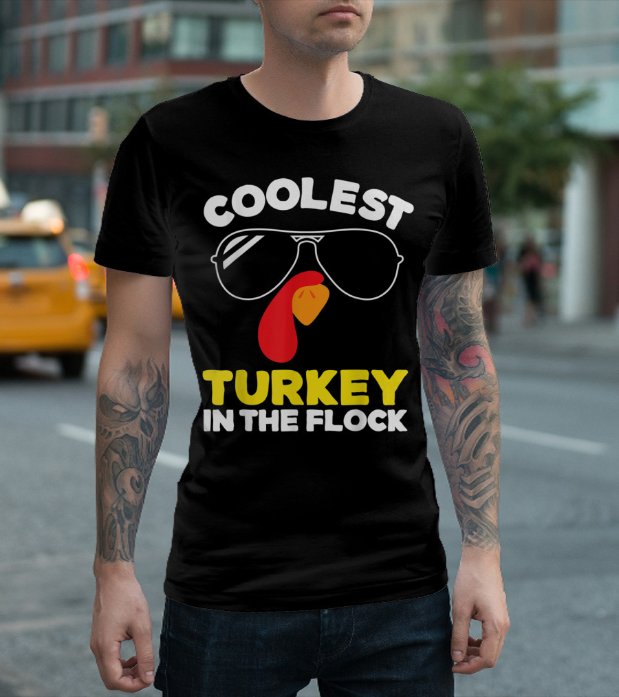 Coolest Turkey In The Flock Boys Thanksgiving Turkey Day Toddlers T-Shirt