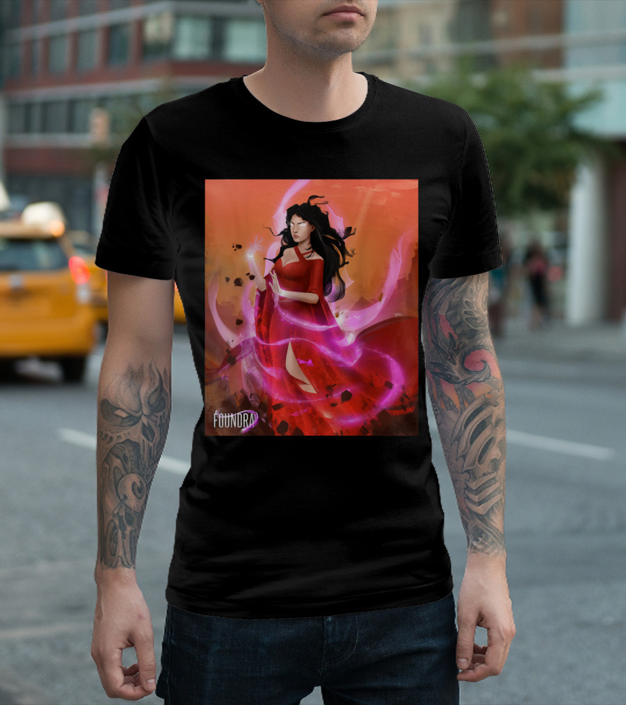 Brime Wielding The Enesmic Foundra Red Dress Magic Aura T-Shirt