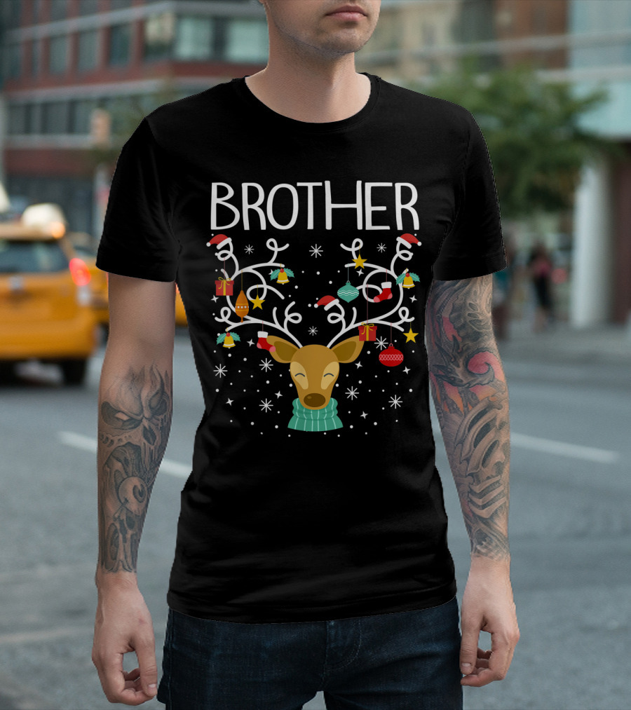 Brother Christmas Reindeer Antlers With Ornaments T-Shirt