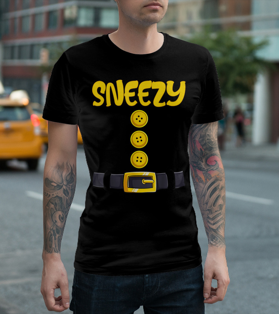 Sneezy Dwarf Costume Buttons And Belt T-Shirt