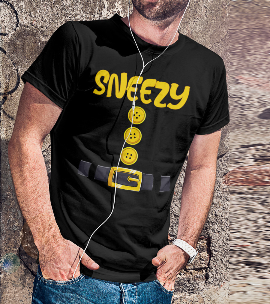Sneezy Dwarf Costume Buttons And Belt T-Shirt
