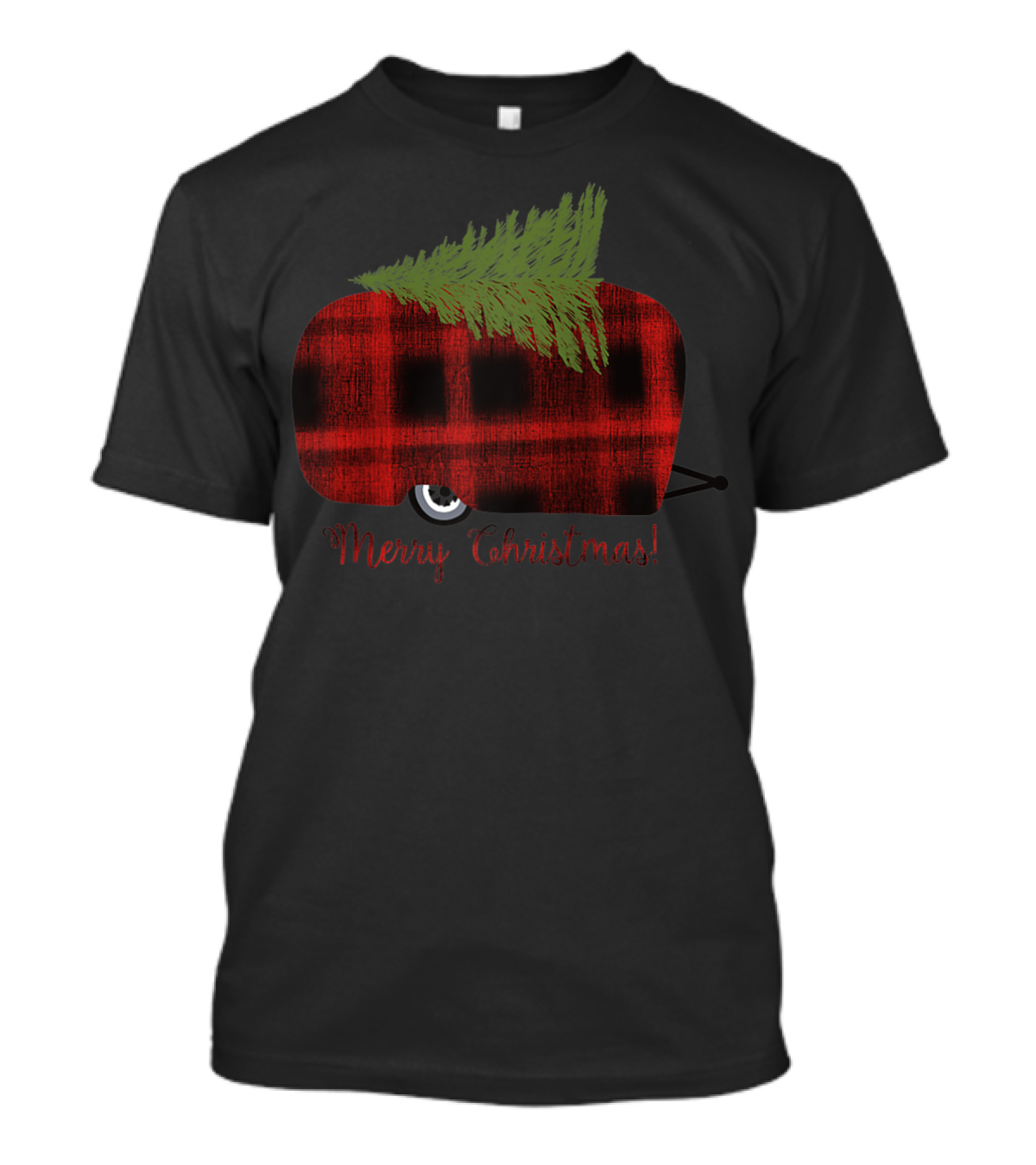 Buffalo Plaid Camp Trailer Merry Christmas T-Shirt