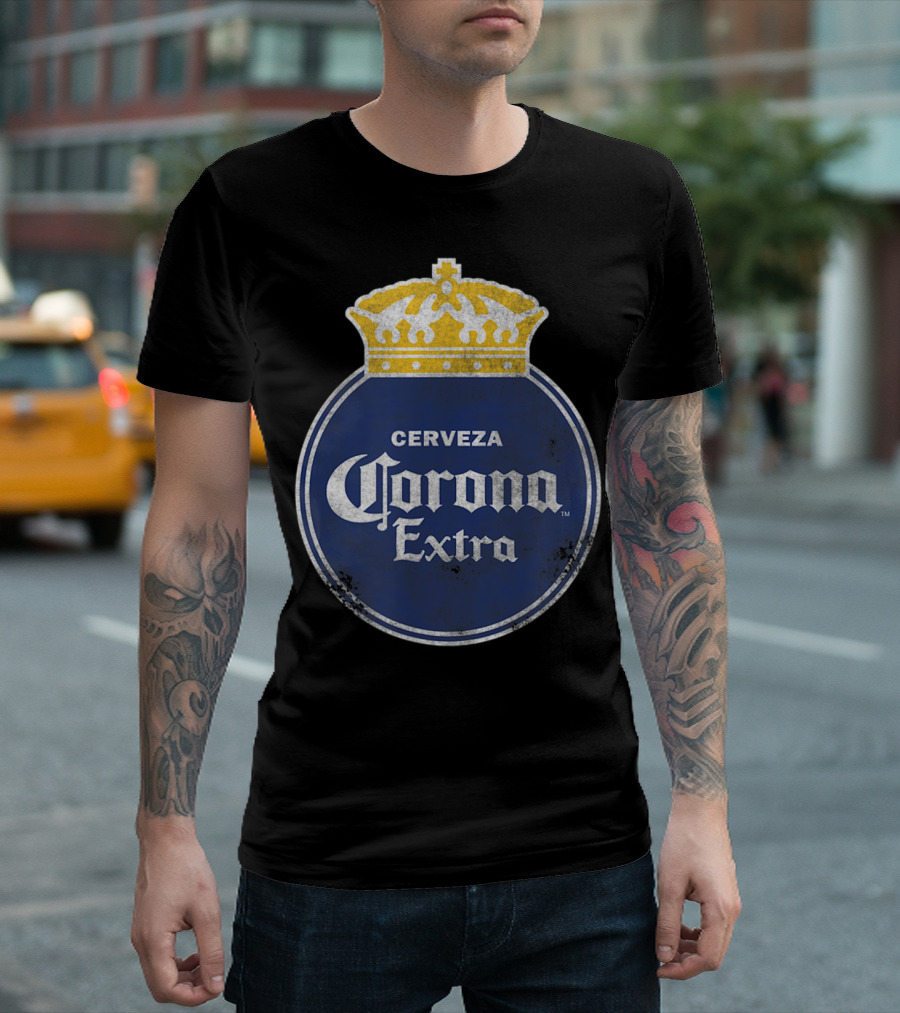Cerveza Corona Extra Blue Circle with Gold Crown T-Shirt