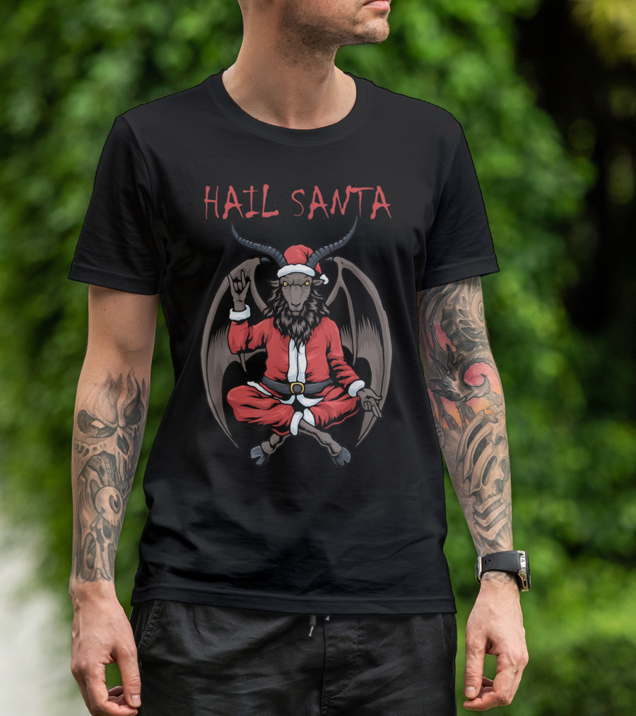 Hail Santa Goat Baphomet Christmas Satanism T-Shirt