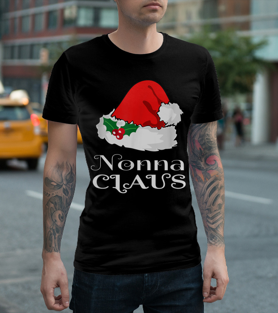 Nonna Claus Christmas Santa Hat Matching T-Shirt