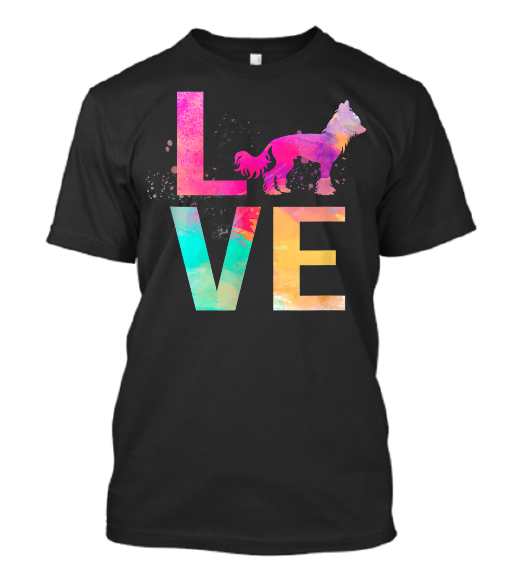LOVE Colorful Chinese Crested Dog Mom T-Shirt