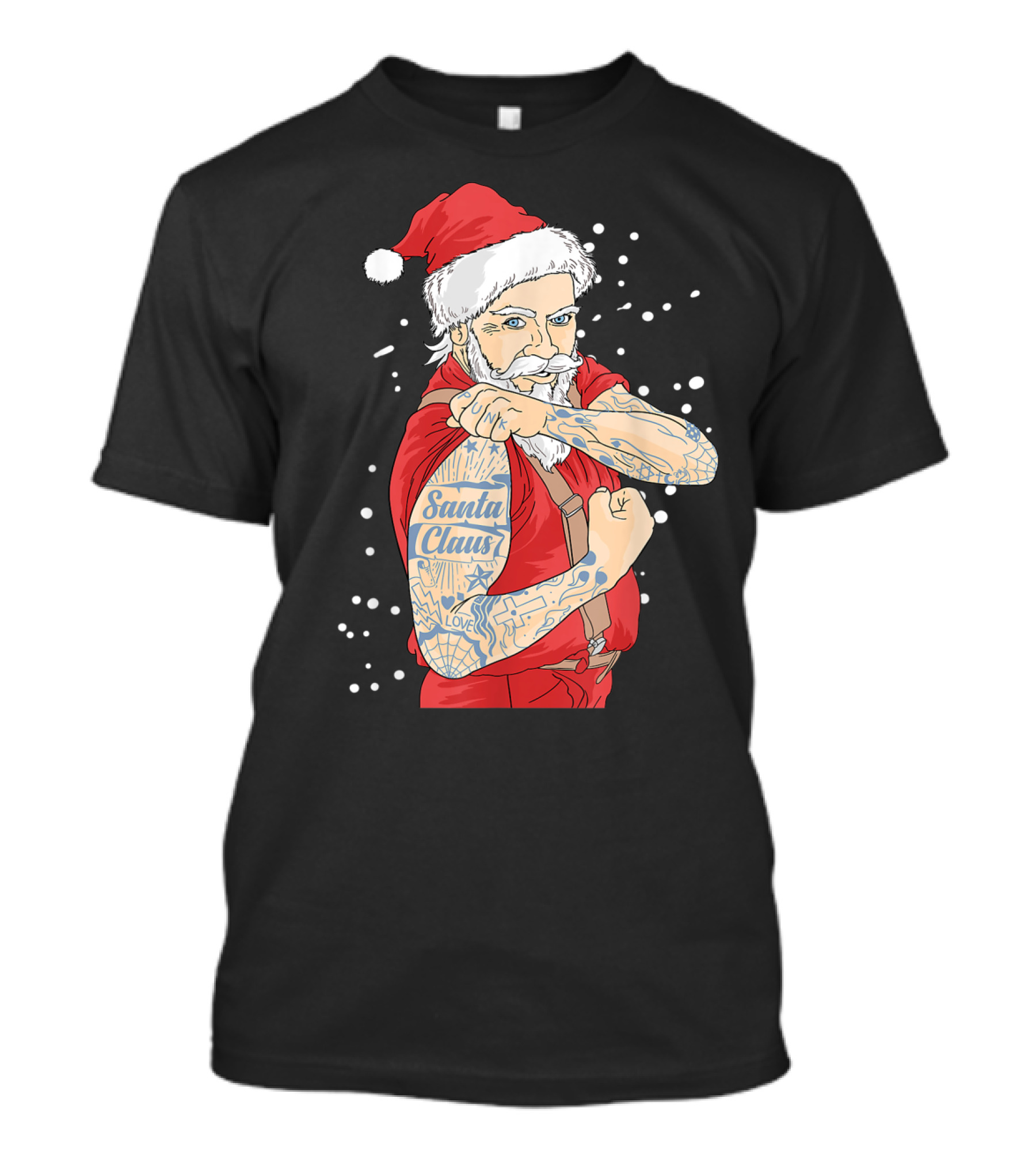 Cool Santa Claus Tattoo Yule Santa Claus Love T-Shirt