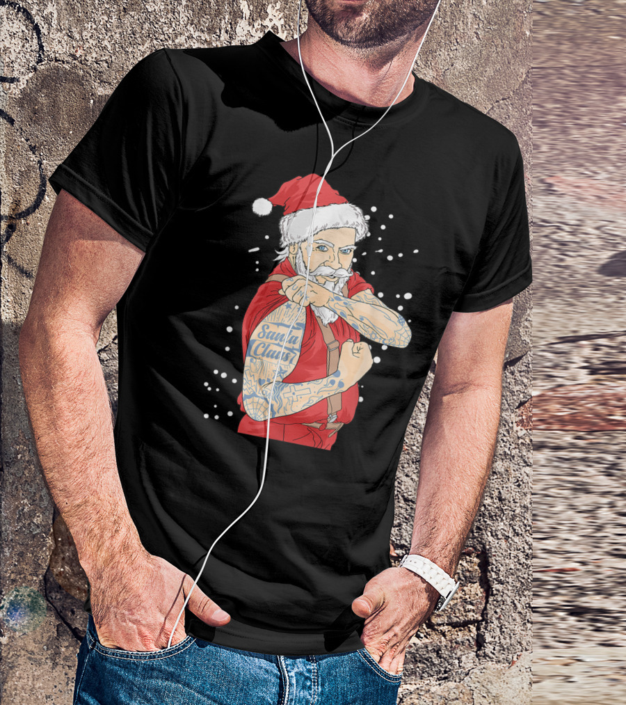Cool Santa Claus Tattoo Yule Santa Claus Love T-Shirt