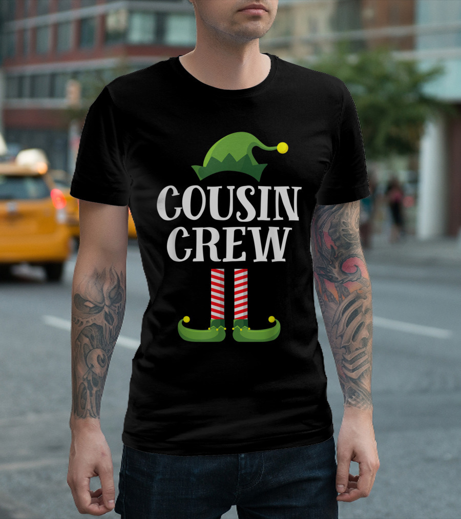 Cousin Crew Elf Hat and Shoes Christmas Matching Group T-Shirt