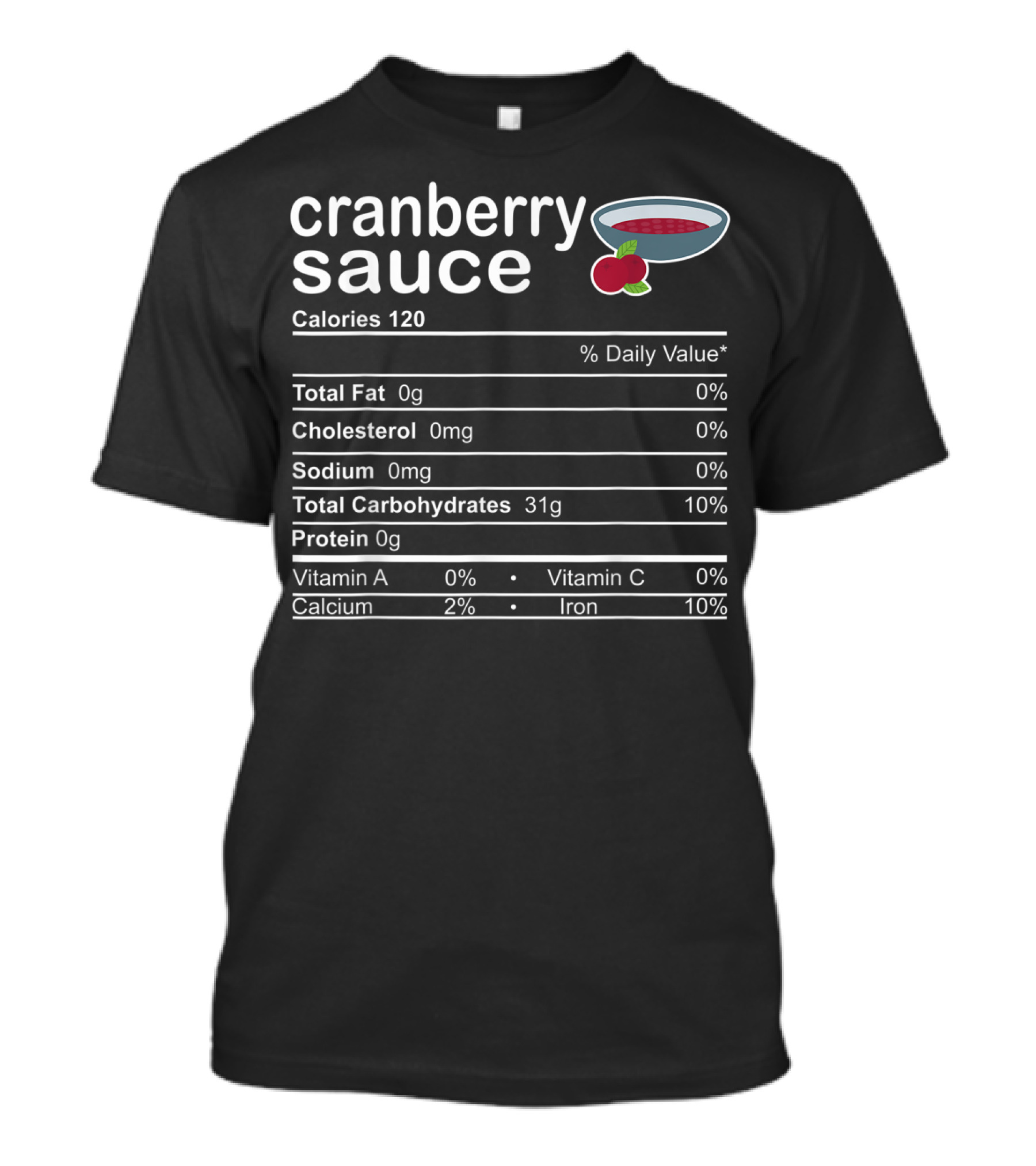 Cranberry Sauce Calories Nutrition Facts Percentages Chart T-Shirt