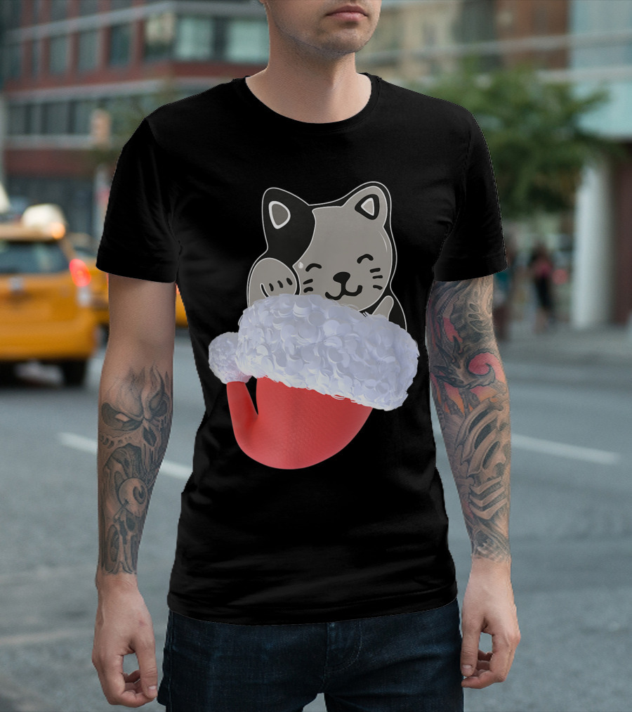 Cute Cat Santa Hat Merry Catmas Christmas Kitty T-Shirt
