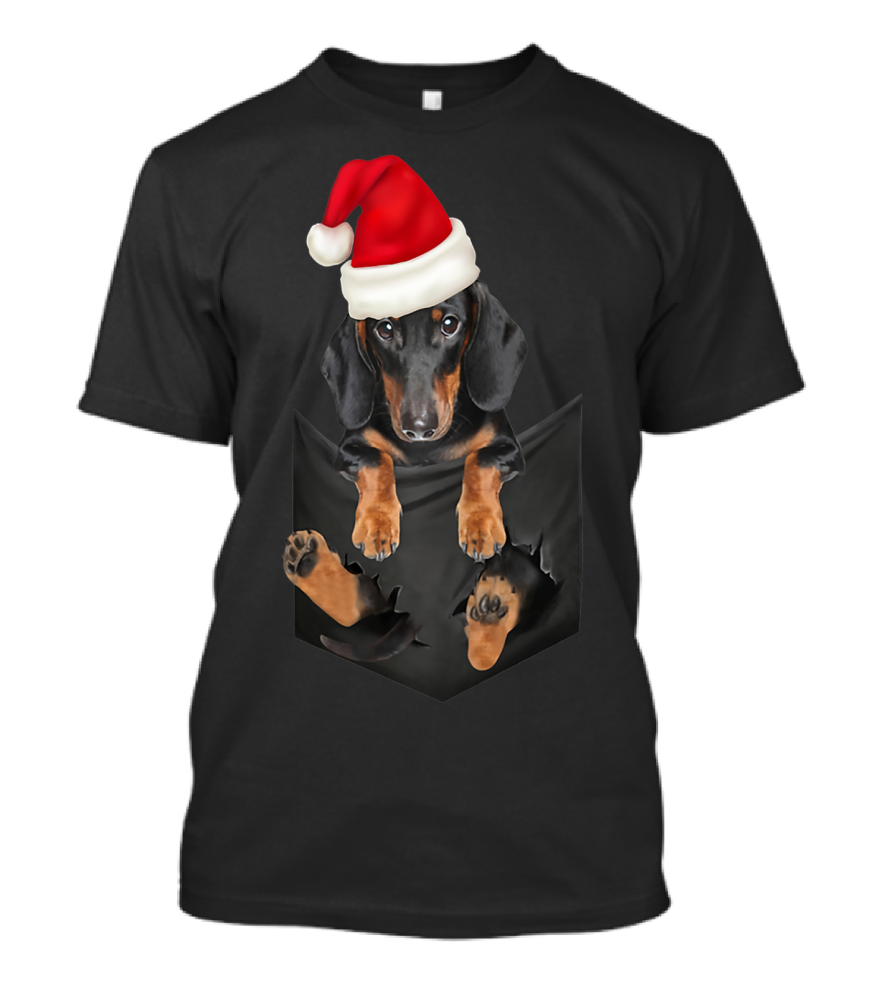 Dachshund Santa Claus In Pocket Christmas Dog T-Shirt