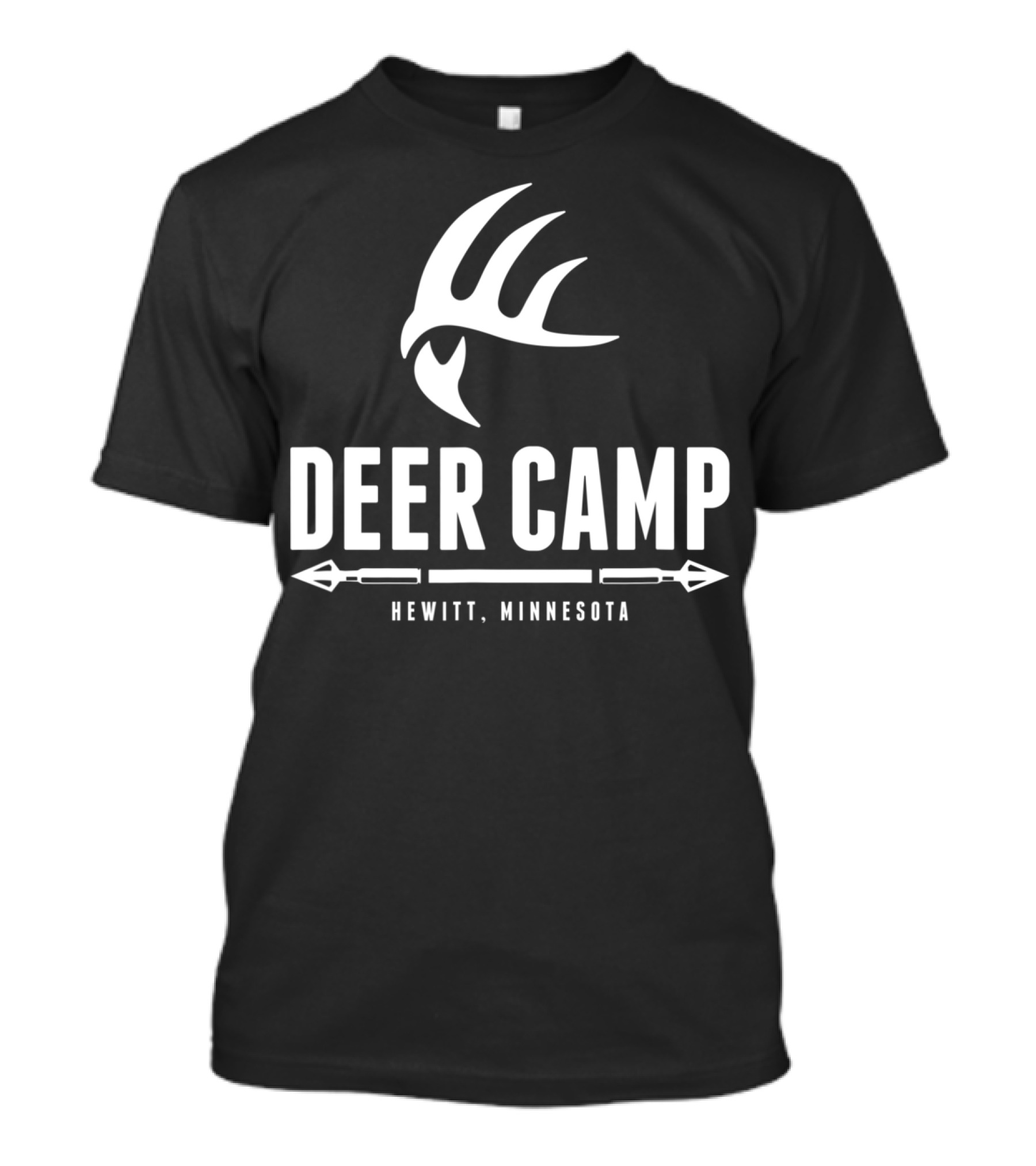 DEER CAMP Hewitt, Minnesota Antler Arrow T-Shirt