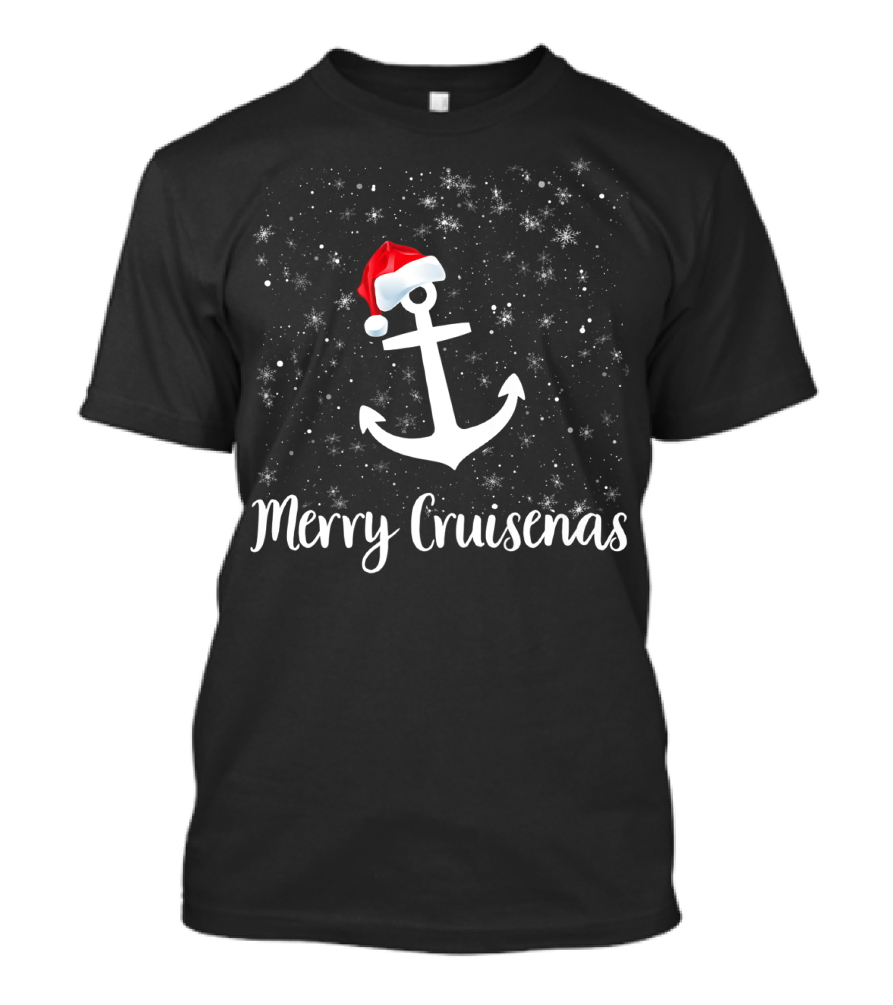 Merry Cruisemas Anchor Santa Hat Christmas Snowflakes T-Shirt