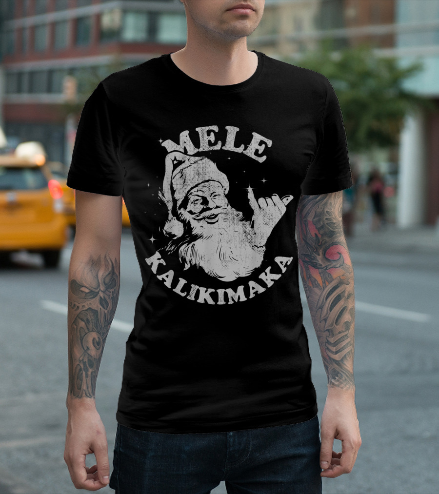 Mele Kalikimaka Santa Shaka Retro Christmas T-Shirt