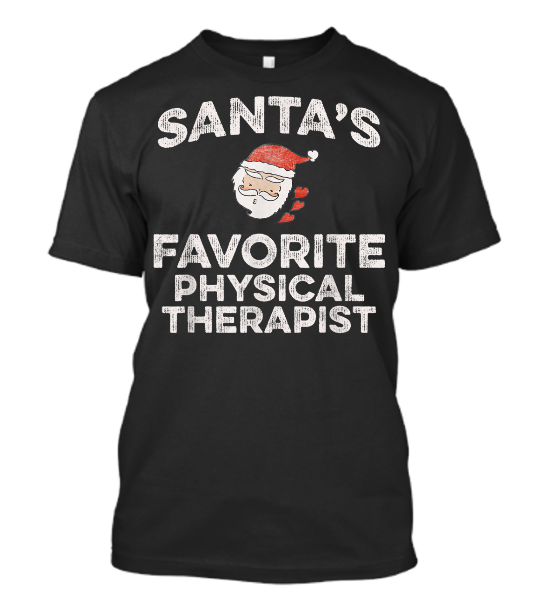 Santa's Favorite Physical Therapist With Santa Hat And Beard T-Shirt