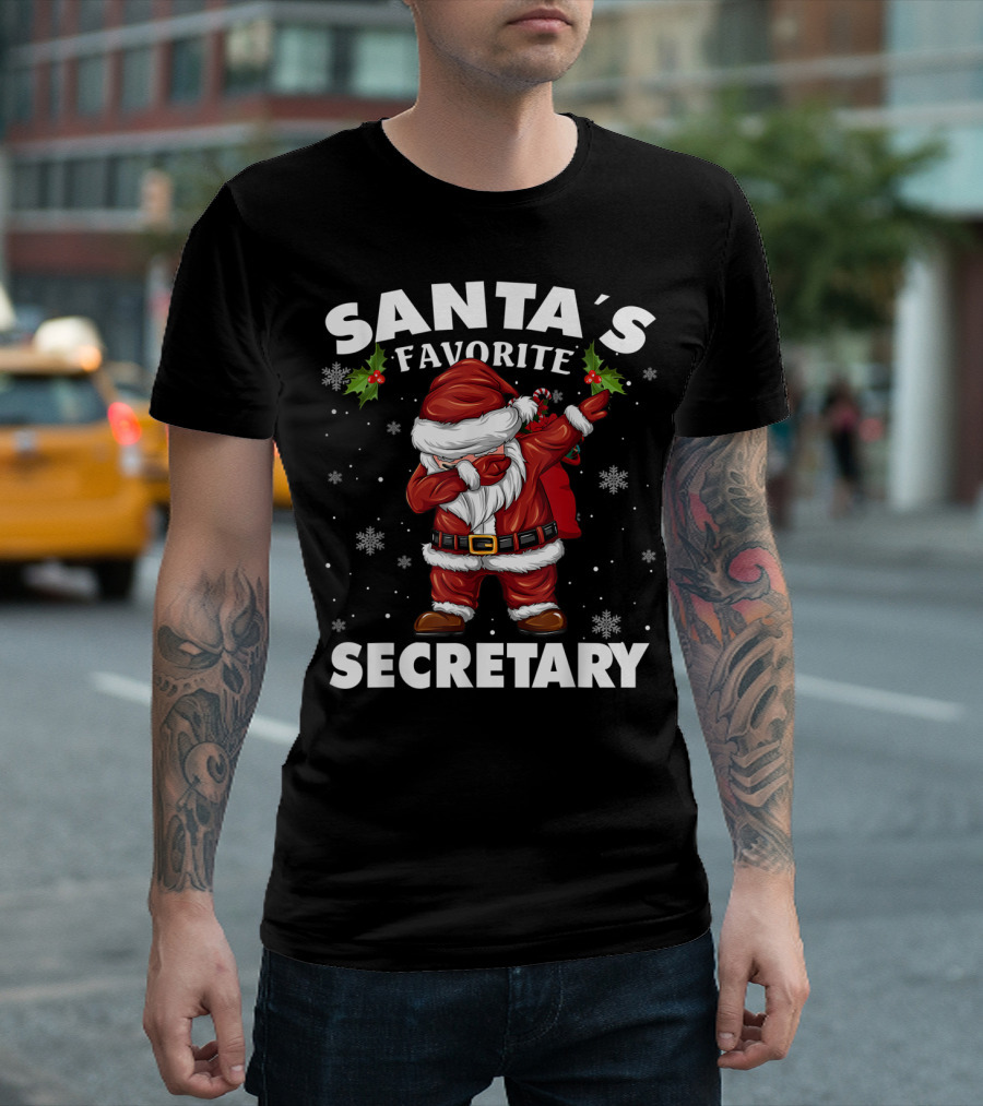 Santa's Favorite Secretary Dab Santa Snowflakes T-Shirt