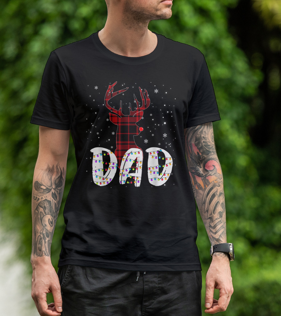 Dad Christmas Matching Family Red Deer Nose T-Shirt