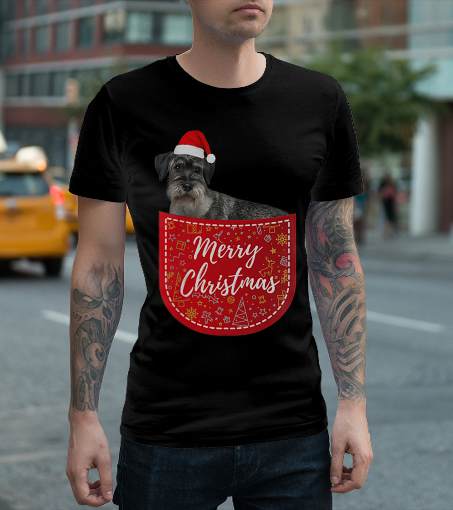 Standard Schnauzer Merry Christmas Dog Santa Hat T-Shirt