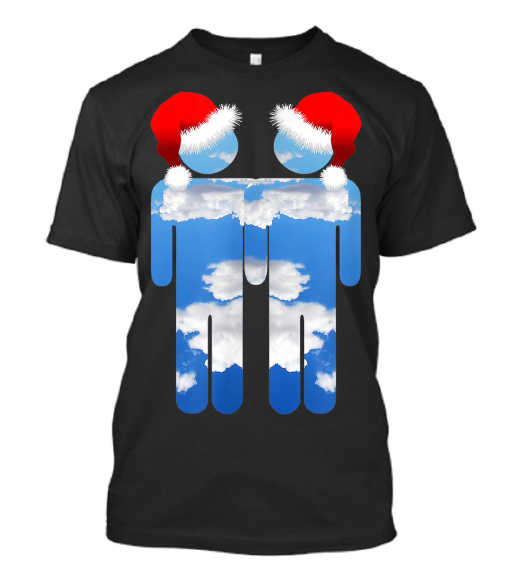 Sweet Gay Christmas Holiday Queer Love Santa Cloud Sky Couple T-Shirt