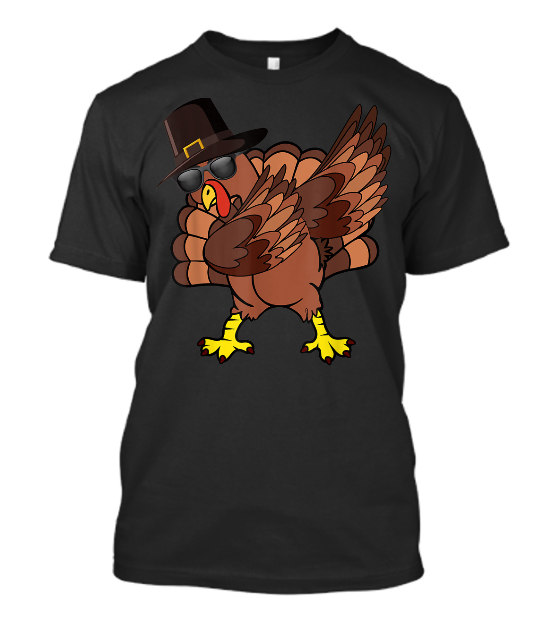 Dabbing Turkey Thanksgiving Pilgrim Hat Sunglasses T-Shirt