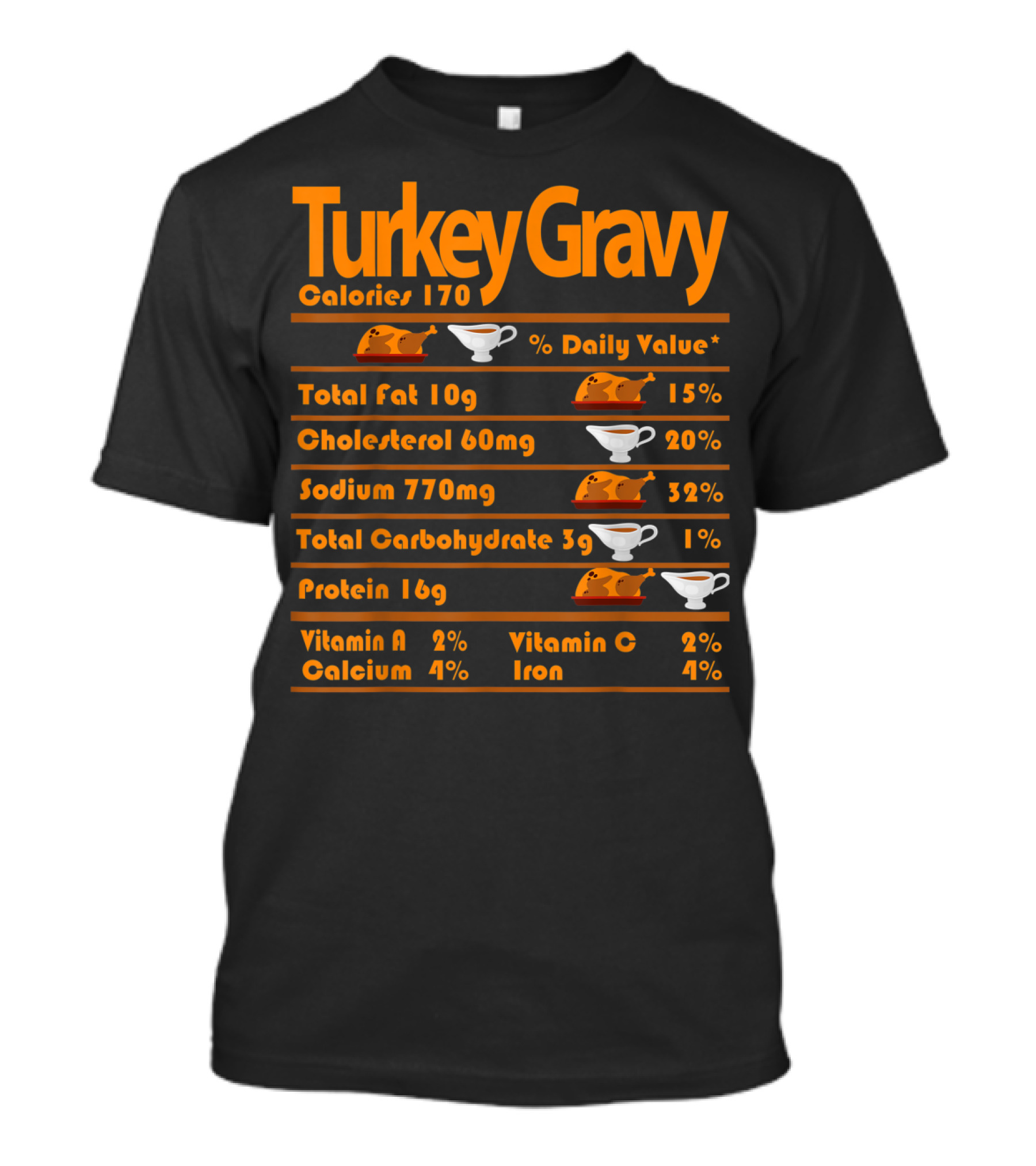 Turkey Gravy Calories 170 Nutrition Facts Chart T-Shirt