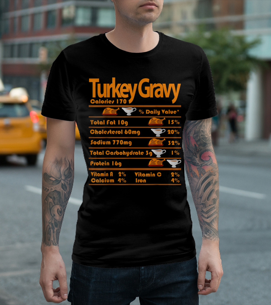 Turkey Gravy Calories 170 Nutrition Facts Chart T-Shirt