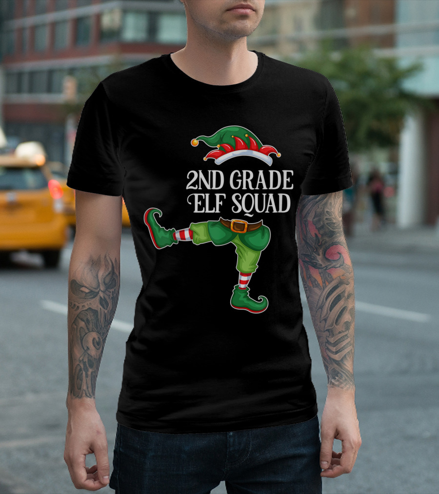2Nd Grade Elf Squad Christmas Matching Teacher Holiday T-Shirt