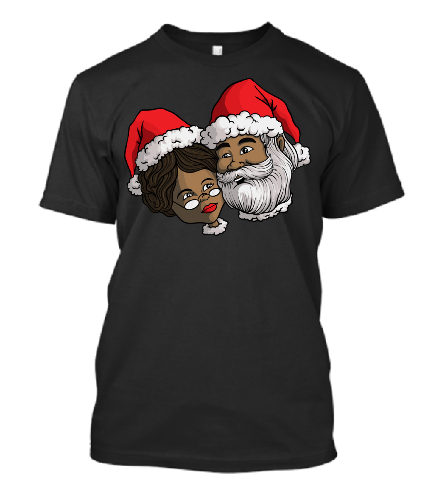 African American Santa Black Mrs Claus African Santa Hat Christmas T-Shirt