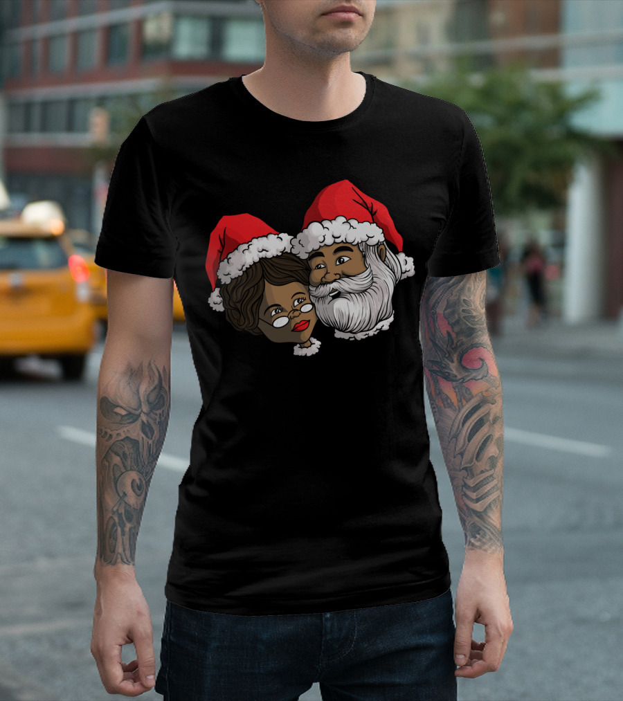 African American Santa Black Mrs Claus African Santa Hat Christmas T-Shirt