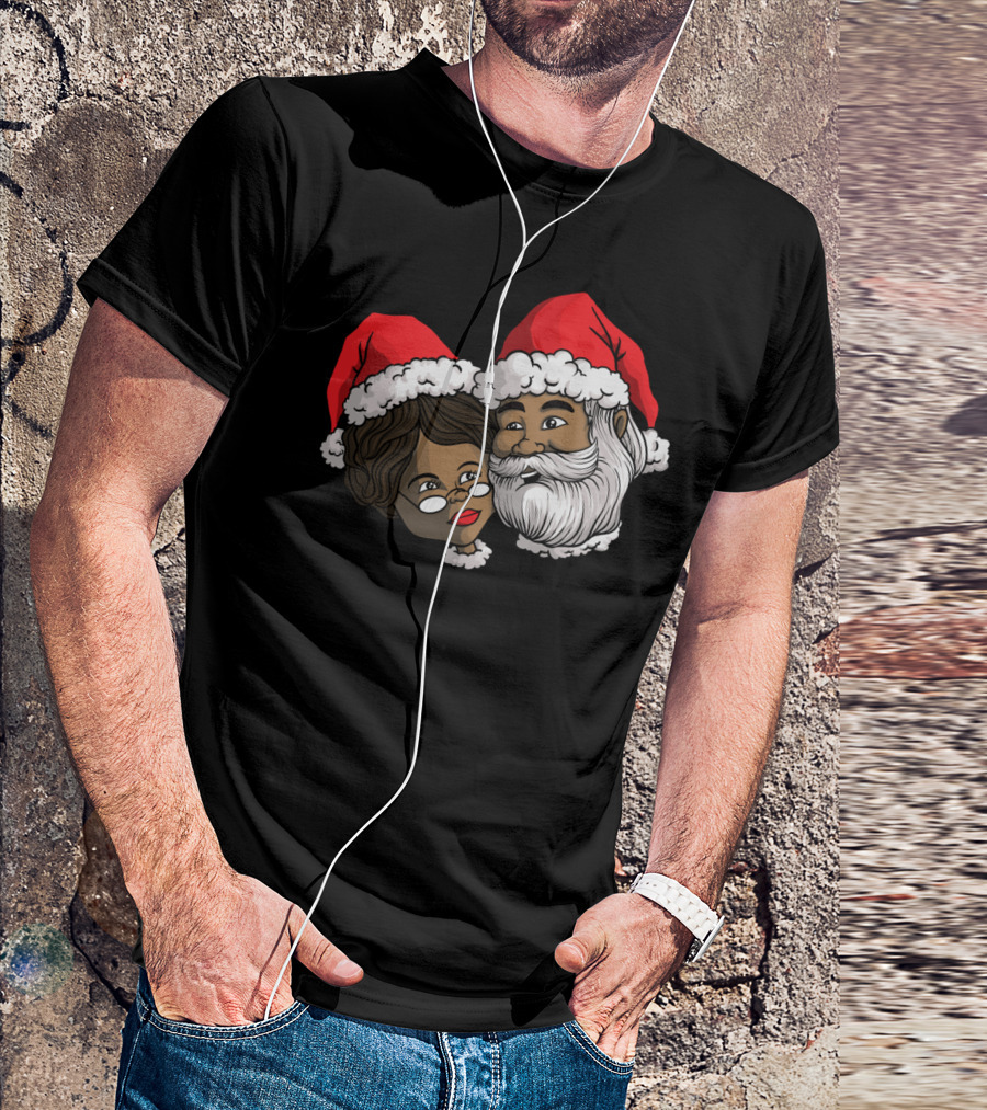 African American Santa Black Mrs Claus African Santa Hat Christmas T-Shirt