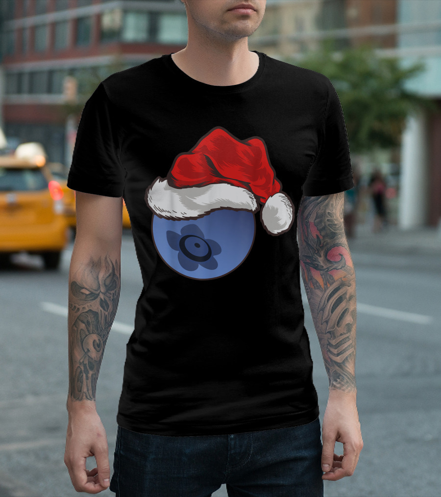 Blueberry Lover Santa Hat Festive Holiday Blueberry T-Shirt