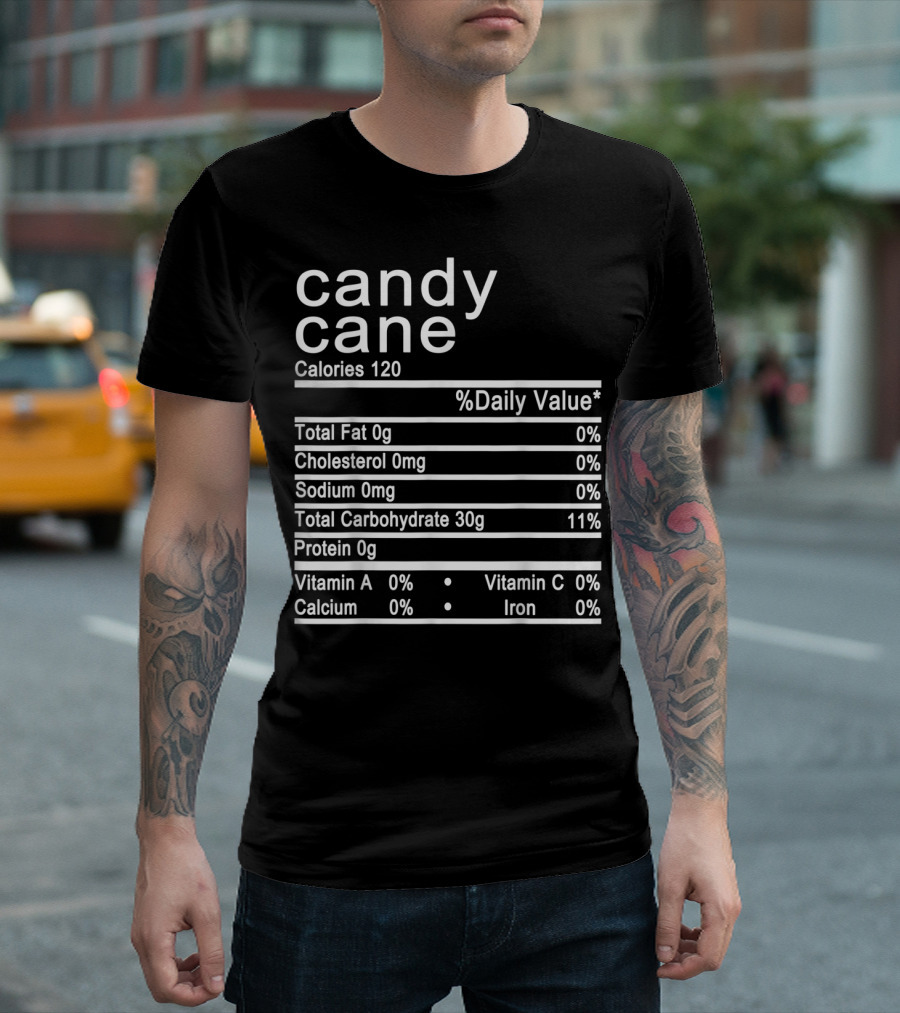 Candy Cane Calories Nutrition Facts Percent Daily Value T-Shirt