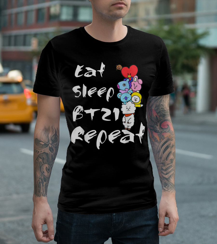 Eat Sleep BT21 Repeat Christmas Bt21bts Cute Chibi T-Shirt