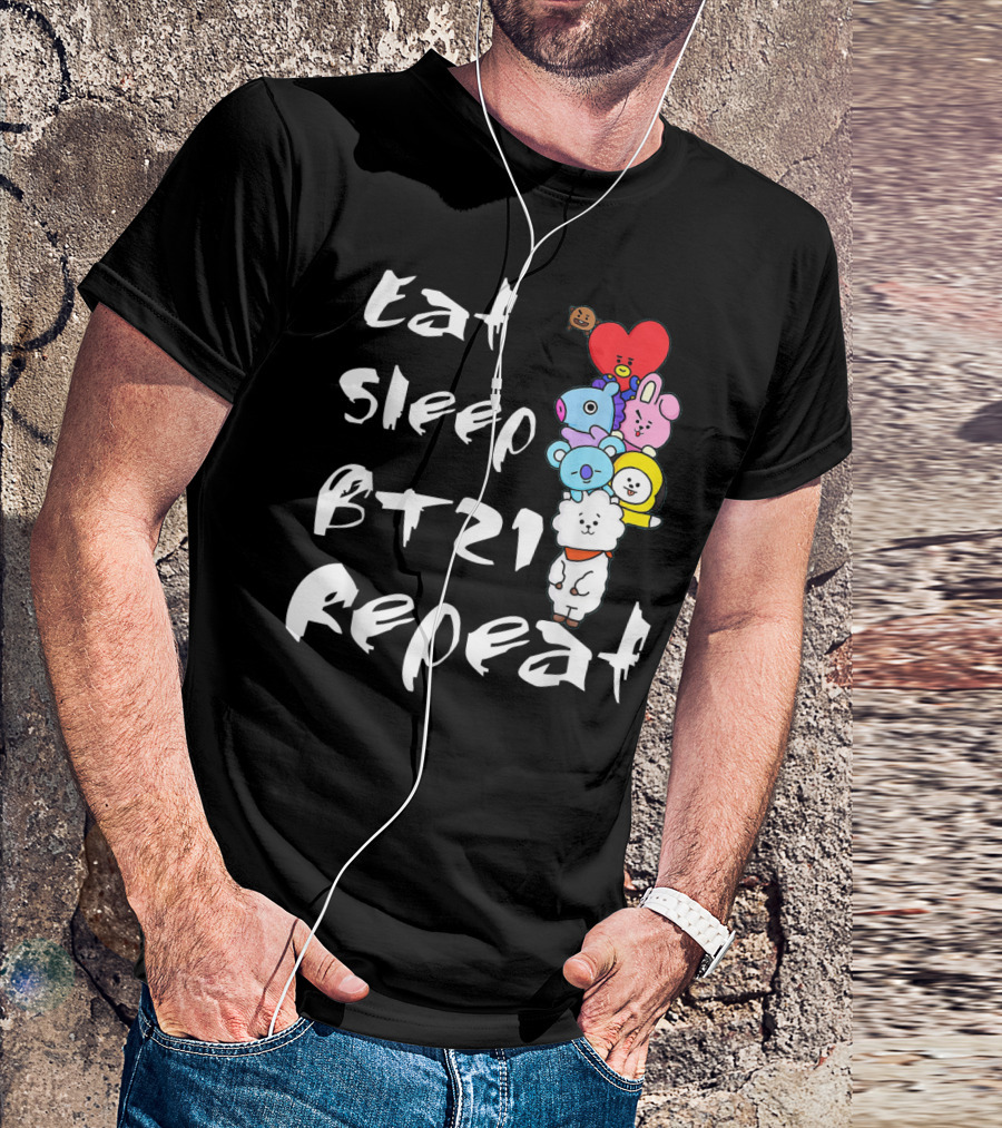 Eat Sleep BT21 Repeat Christmas Bt21bts Cute Chibi T-Shirt