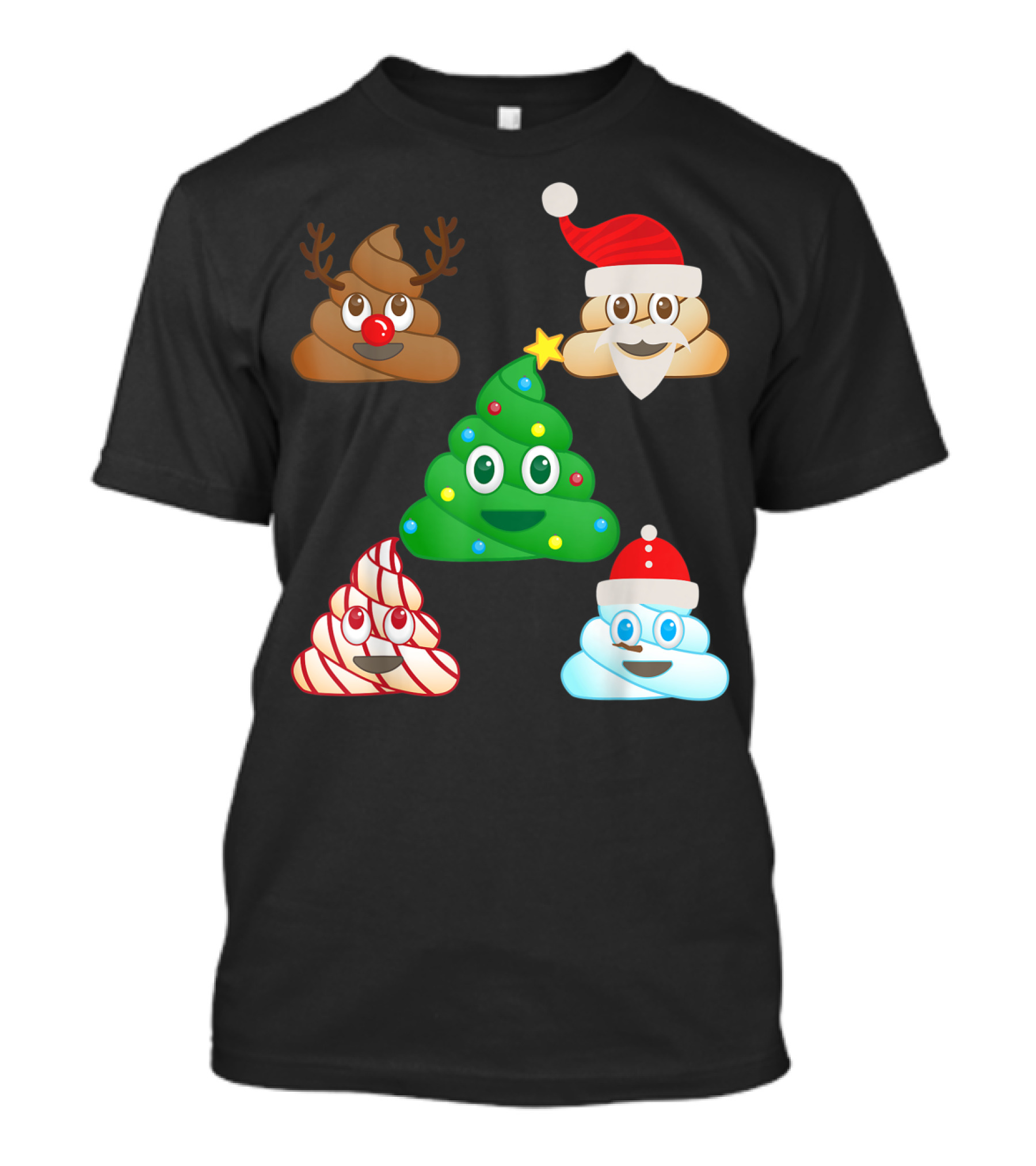 Christmas Reindeer Snowman Tree Santa Poop Emoji Emoticon T-Shirt