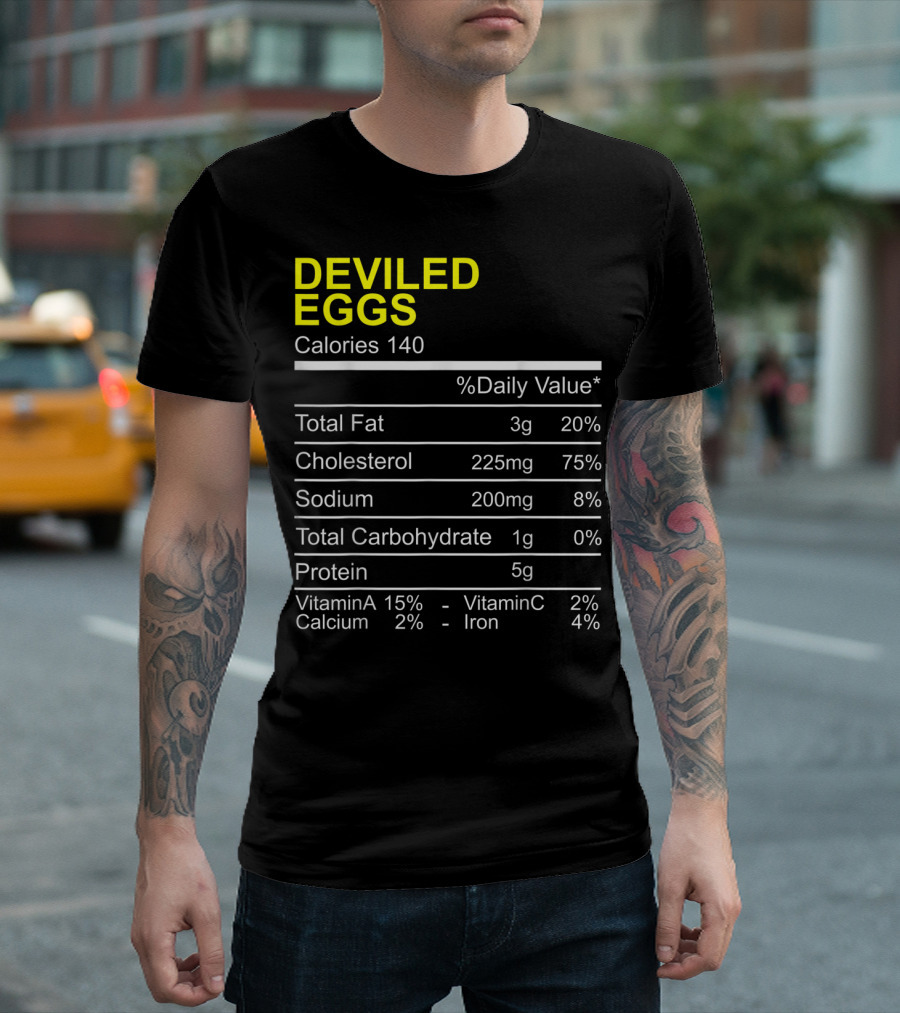 Deviled Eggs Calories Nutrition Facts Chart Information T-Shirt