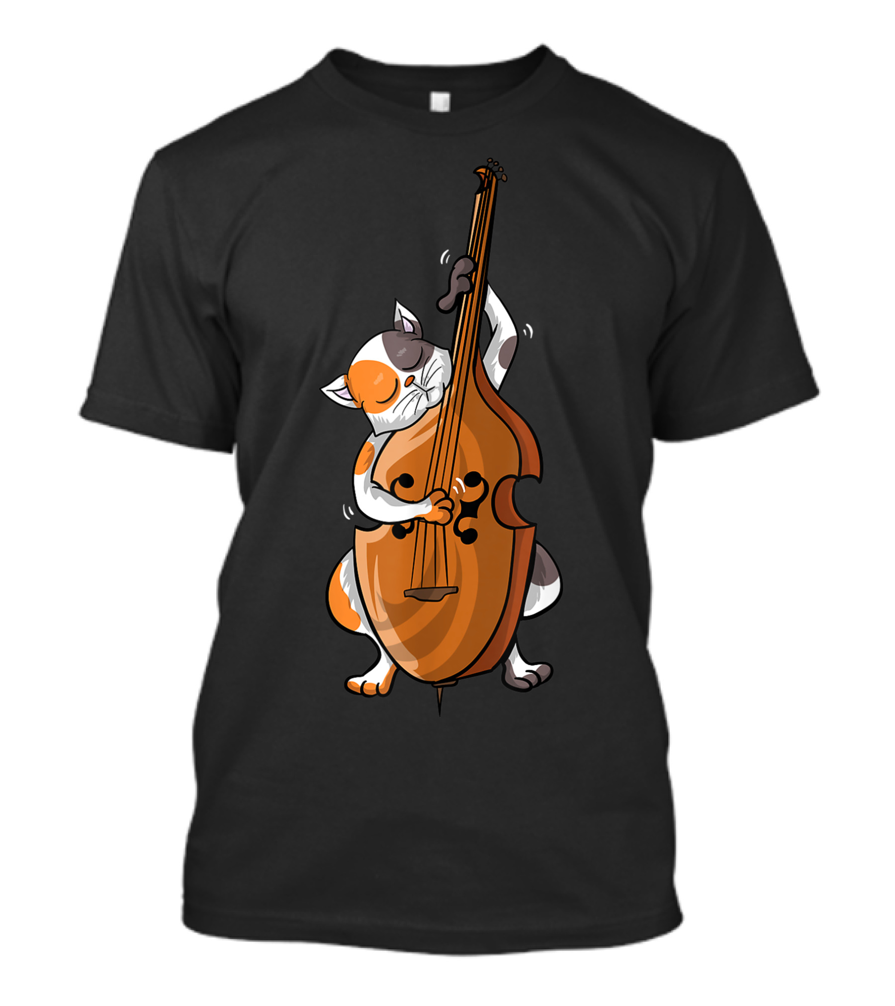 Funny Cat Playing Double Bass Cool Animal Musician T-Shirt