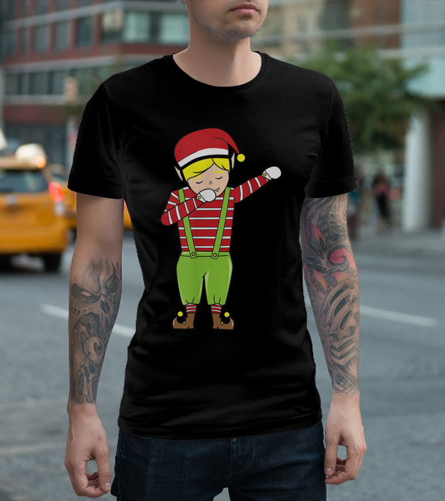 Funny Christmas Elf Dabbing Santa's Holiday Spirit T-Shirt
