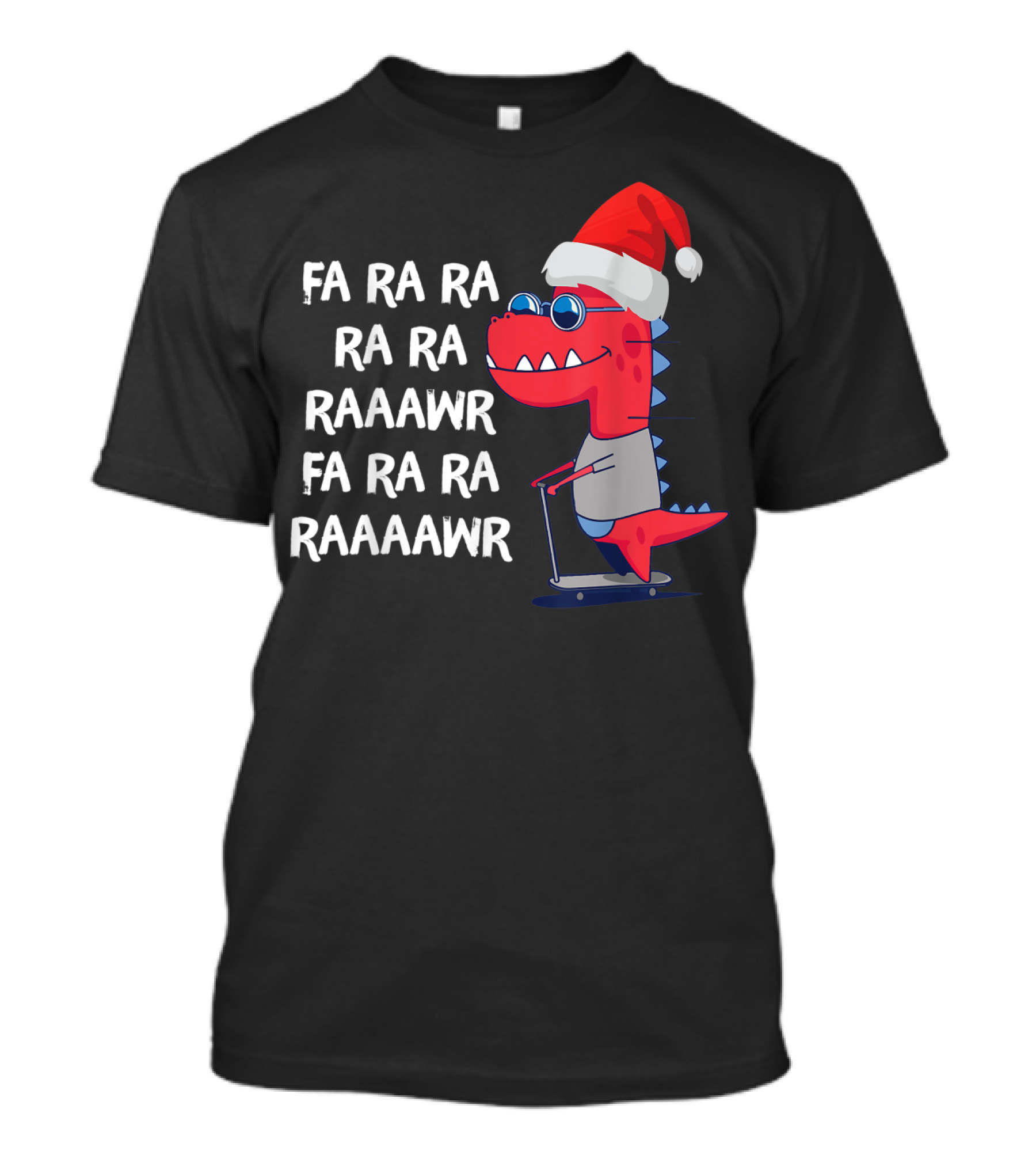 Fa Ra Ra Raaawr Funny Dinosaur Santa Hat Scooter T-Shirt