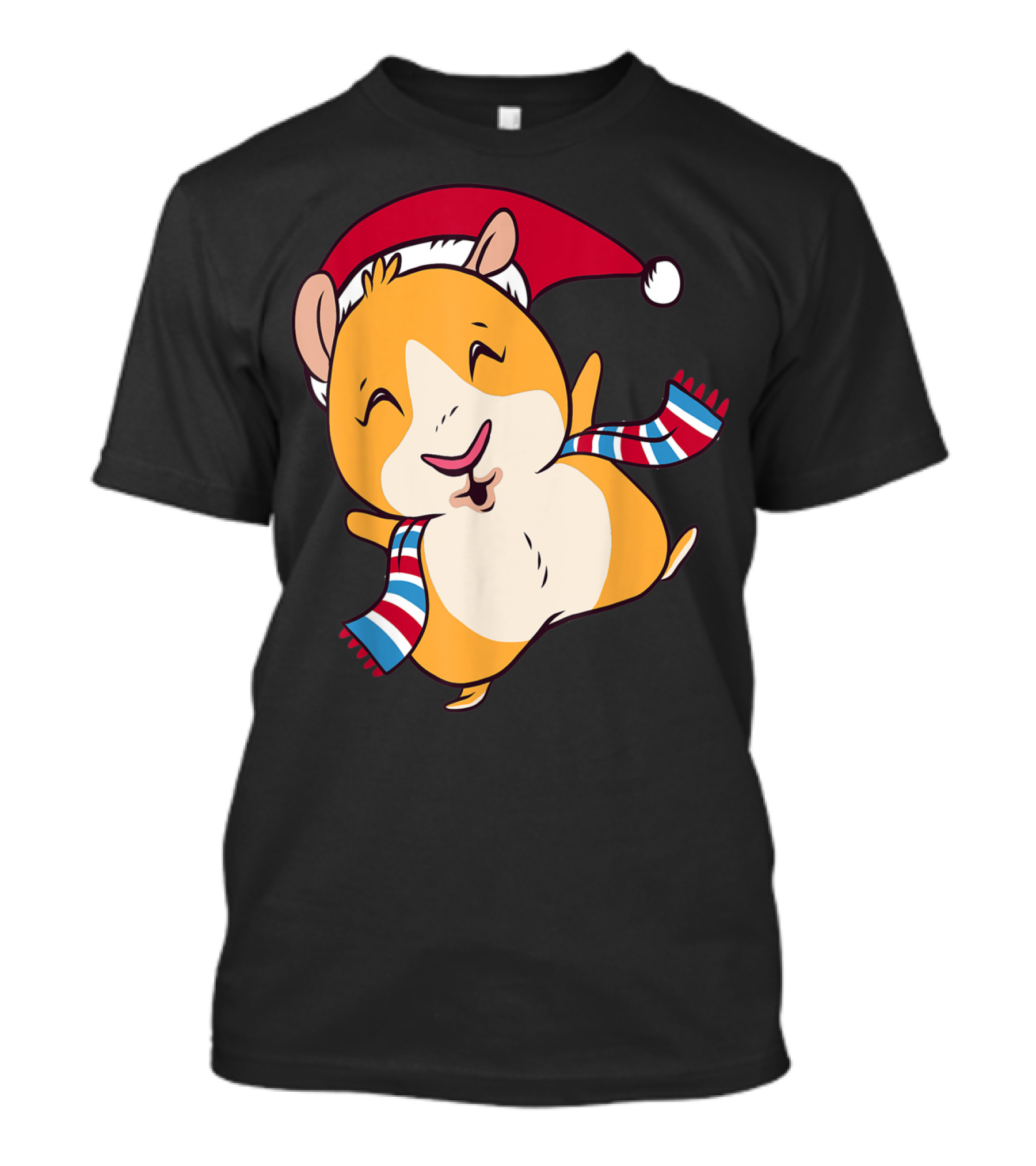 Funny Guinea Pig Santa Hat Christmas Merry Scarf T-Shirt