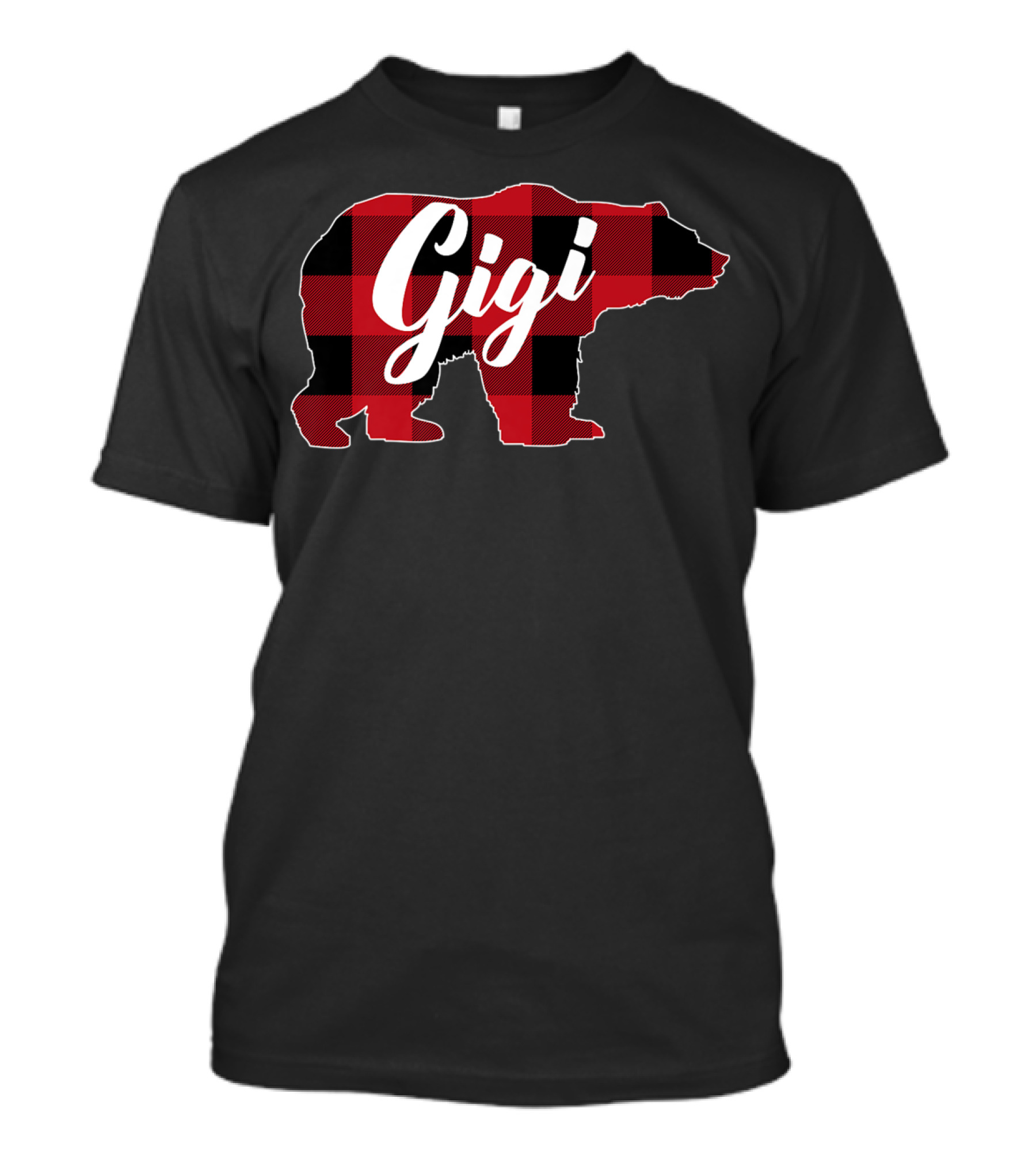 Funny Red Plaid Buffalo Bear Gigi T-Shirt