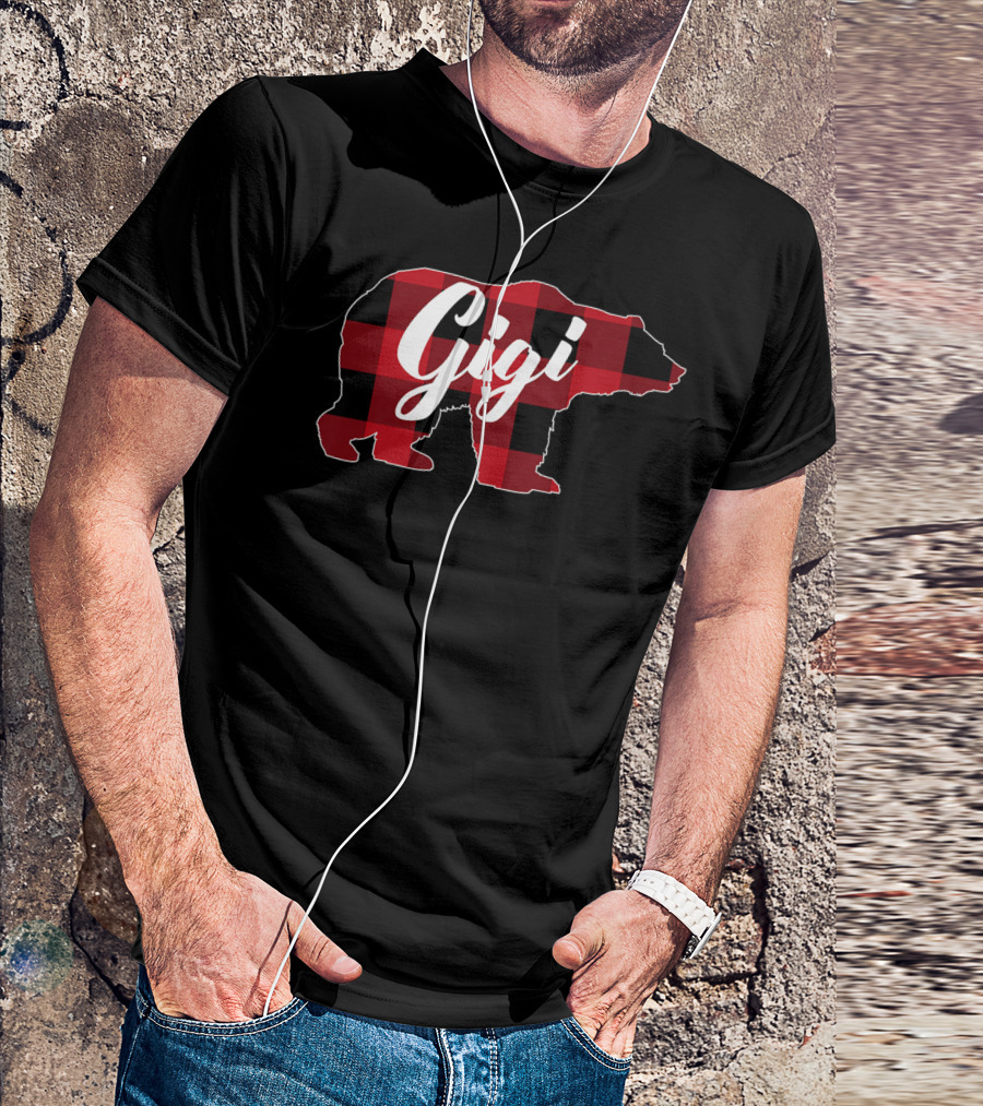 Funny Red Plaid Buffalo Bear Gigi T-Shirt