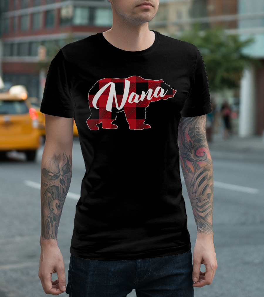 Nana Funny Red Plaid Buffalo Bear T-Shirt