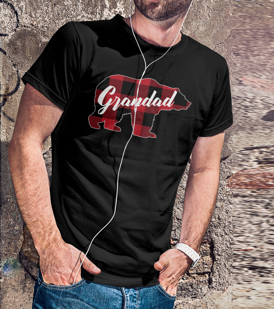 Grandad Red Plaid Buffalo Bear T-Shirt